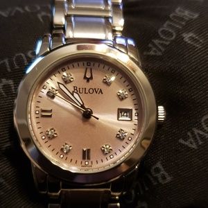 Bulova Dressy Watch Pink face with diamond